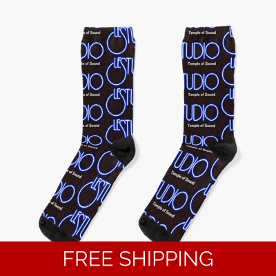 Le Studio Socks A Black White & Blue Logo TOS